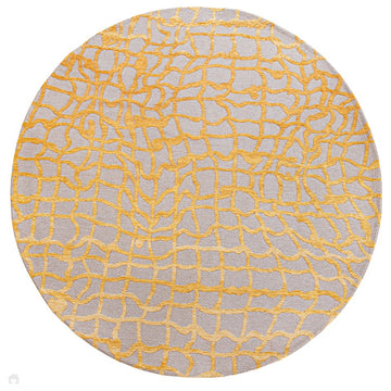 Louis De Poortere Mad Men Dedalo 9205 Yellow Scarab Washable Polyester Flatweave Round Eco-Rug-Louis De Poortere-Rug Love - The Most Loved Rug Store